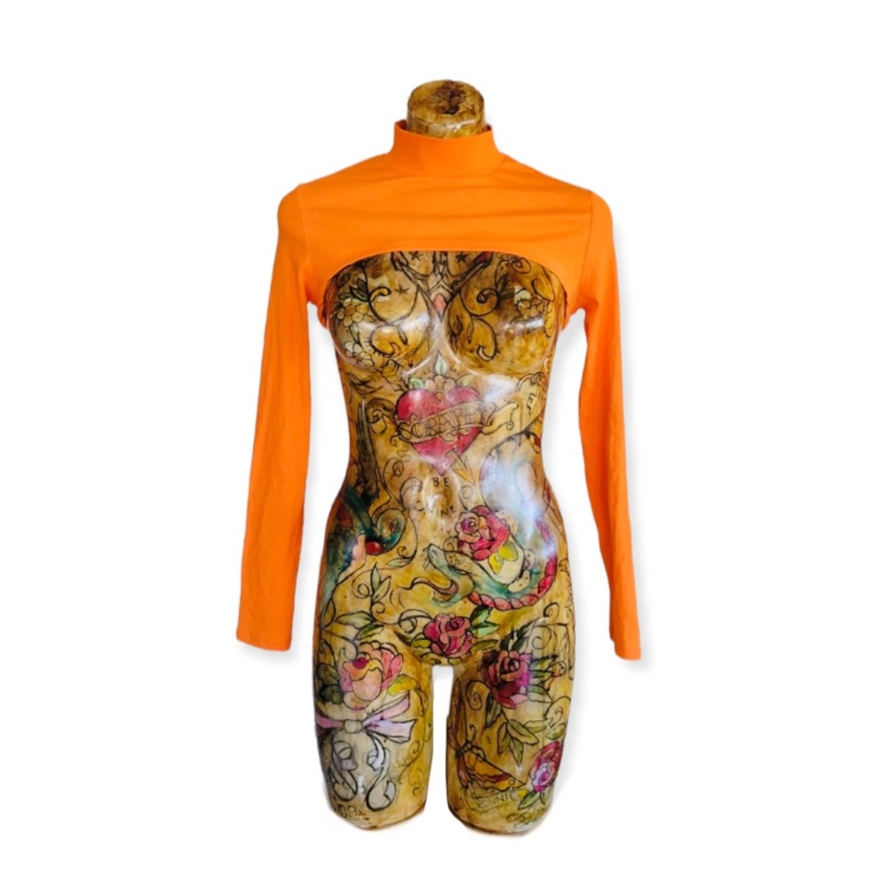 Shein shrug top orange Sz 6 long sleeve